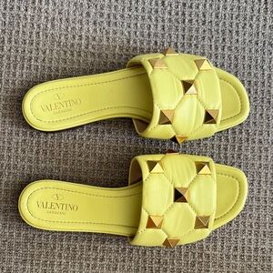 Valentino Garavani Yellow Woven Sandals